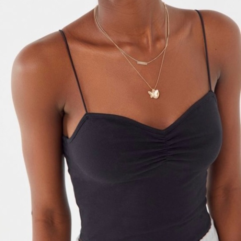 Urban Outfitter Ruched Cropped Cami - Black Size M